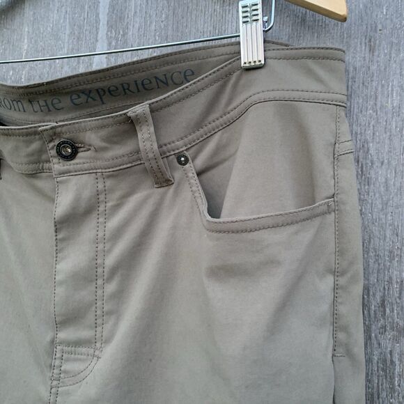 PRANA Pants Mens Sz 36 Brown Stretch Water Repellent Fabric Zip 6 Pocket Outdoor - Picture 6 of 13